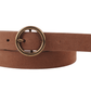 Round Brass Buckle Suede/Genuine Leather Belt｜Minimalist