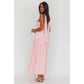 Ashley Strapless Bandeau Halter Pink Maxi Dress