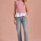Georgetown Wrap-Over Mixed Media Sleeveless Striped Knit Top