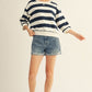 Psalm V-notched Bold Stripe Casual Top