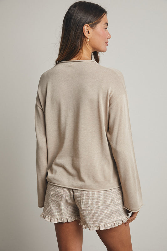 Rolled Hem Lightweight Sweater