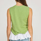Georgetown Wrap-Over Mixed Media Sleeveless Striped Knit Top