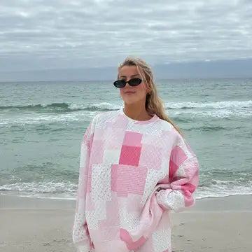 Margo Crewneck Quilted Patchwork Crewneck Sweatshirt