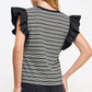 Bardstown Mixed Media Stripe Top-stitch Knit Top
