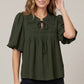 Sierra Puff Sleeve Pintuck Detail With Neck Tied Woven Top
