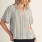 Fracture Button Down Textured Stripe Top