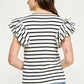 Berea Layered Flutter Short Sleeve Stripe Top