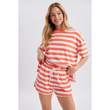 Clementine Shorts Striped Knit Bottoms with Drawstrings