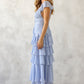 Santa Fe Lace Trim Tiered Ruffle Maxi Dress