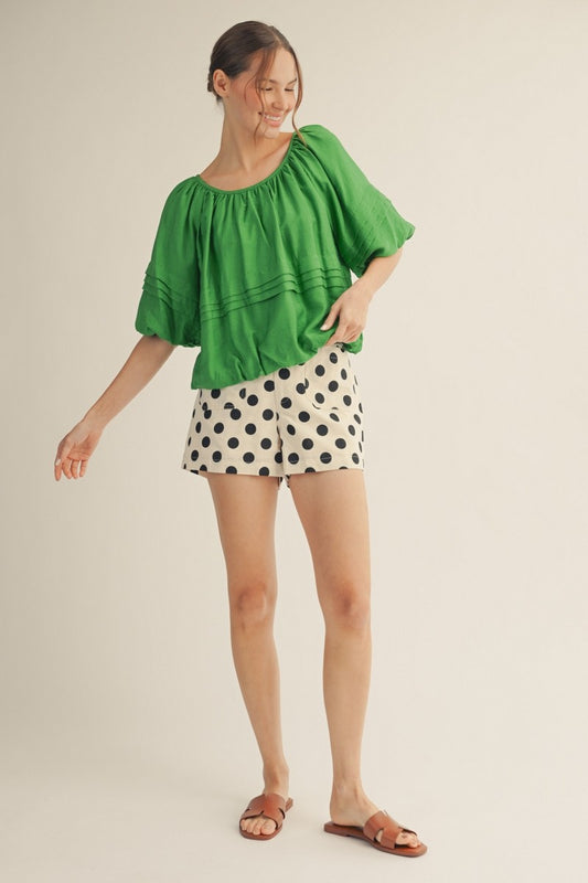 Yield High Waist Polka Dot Print Shorts