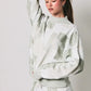 Tessa Mock Neck Long Sleeve Patch Work Print Sweatshirt