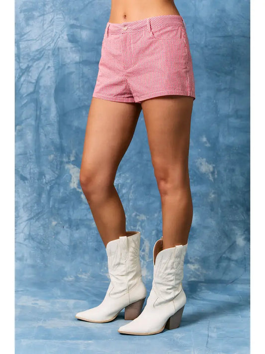 Allie Mid Rise Micro Gingham Shorts