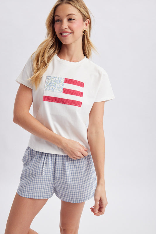 Harrison Flag Patchwork Knit Top