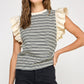 Bardstown Mixed Media Stripe Top-stitch Knit Top