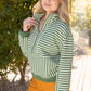 Pacific Open V-Neck Grommet Detail Striped Knit Top