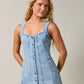 Sweetheart Neck Sleeveless Skort Denim Romper