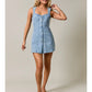Sweetheart Neck Sleeveless Skort Denim Romper