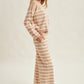 Coffee Pants Striped with Elastic Waistband and Side Pockets