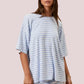 Evelynn Tee Short Sleeve Round Neck Oversized Stripe T-Shirt