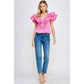 Harrods Ruffled Poplin Detail Knit Top