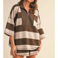 Sadie Top Striped Zip Up Oversized Top