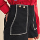 Spy High Waist Shorts with Contrast Stitching