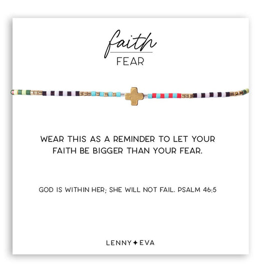 Faith Over Fear Adjustable Cord Bracelet w/ Cross