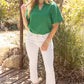 Slumber Ruffle V-Neck Solid Tweed Top