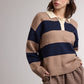 Message Colorblock Stripe Collared Sweater