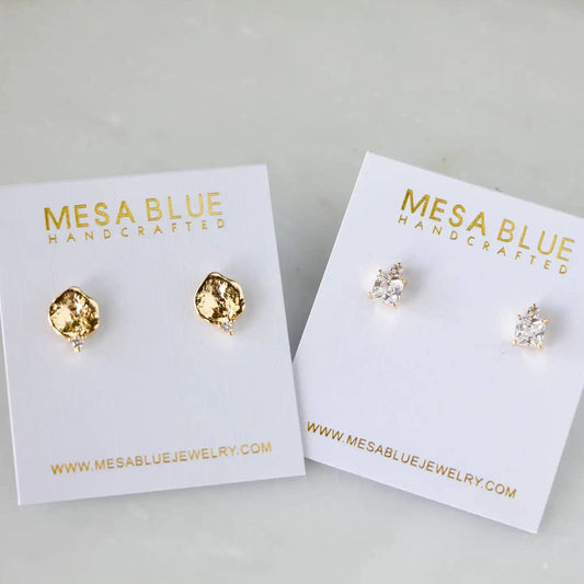 CZ Stacked Square Stud Earrings  