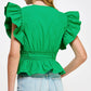 Danville Flutter Sleeve Peplum Poplin Top