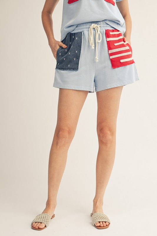 American Flag Shorts Drawstring Waist American Flag Casual Shorts