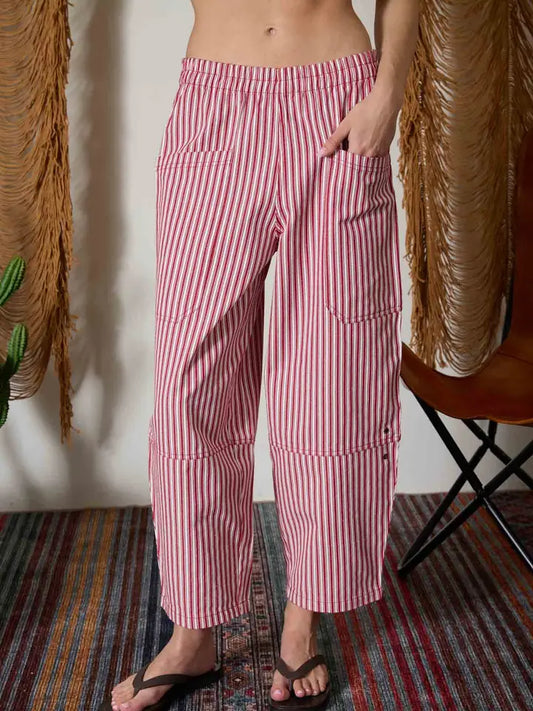 Spanish Stripe Pocket Detail Wide Leg Pants