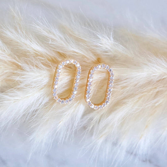 CZ Oval Stud Earrings