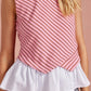 Georgetown Wrap-Over Mixed Media Sleeveless Striped Knit Top