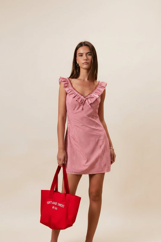 Callback Sleeveless Square Neck Tiered Mini Dress Red White Gingham