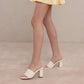 The Holland | Ivory Pearl Raffia Block Heel Mule