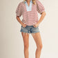 Andy Solid Contrast Detail Stripe Top