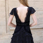 Taos Polka Dot Lace Trim Tiered Mini Dress