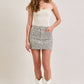 Cape White Cheetah Mini Skirt by Hidden Denim