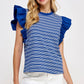Bardstown Mixed Media Stripe Top-stitch Knit Top