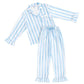 Ruffle Blue Stripe Pj Set with Velvet Tie