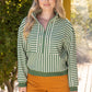 Pacific Open V-Neck Grommet Detail Striped Knit Top