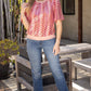 Sequins Ribbed Knit Band Detail Vertical Stripe Sequins Top