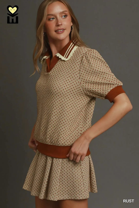Atlas Contrast Lace Knit Blouse