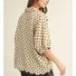 Cab Drop Shoulder Half Dolman Sleeve Polka Dot Top