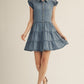 True Button Down Tiered Washed Denim Dress