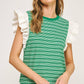 Bardstown Mixed Media Stripe Top-stitch Knit Top