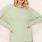 Bristol Waffle Textured Pinstripe Wide Crew Neck Long Sleeve