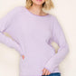 Bristol Waffle Textured Pinstripe Wide Crew Neck Long Sleeve